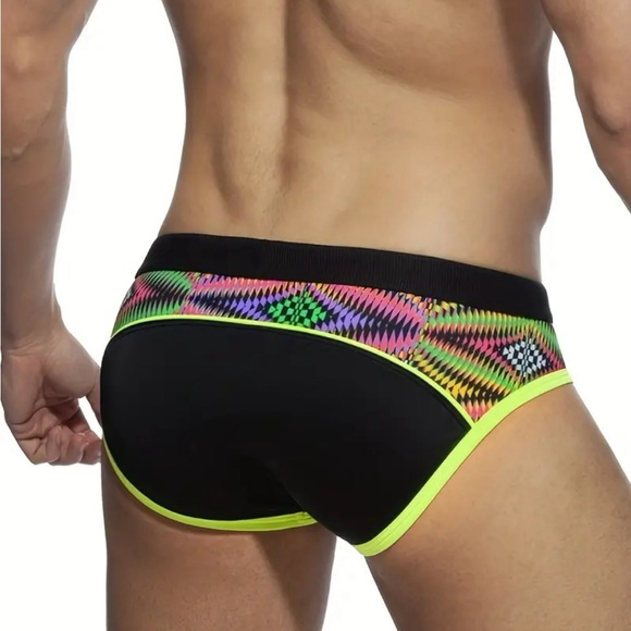 Swim Brief UXH Collection Black and Neon Pattern Medium - Picture 5 of 7